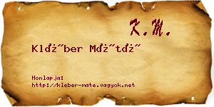 Kléber Máté névjegykártya